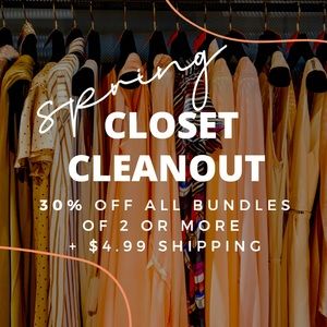 Spring cleaning sale! All bundled 2+ items receive 30% off + $4.99 shipping 🎉